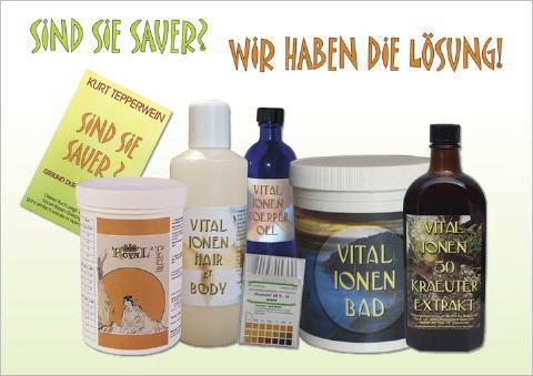 Entsäuerung des Körpers Produkte zur Entsäuerung